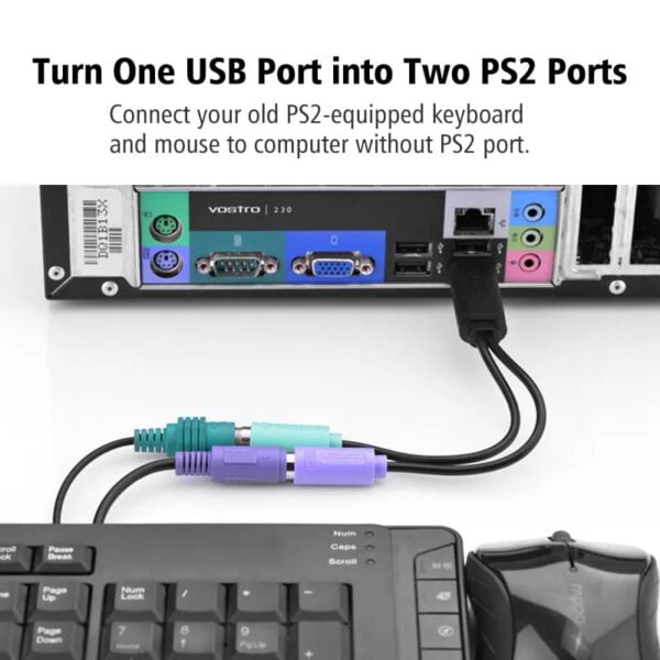 Dây chuyển USB 2.0 sang PS2 Ugreen 20219 (cho bàn phím, chuột, máy scan)