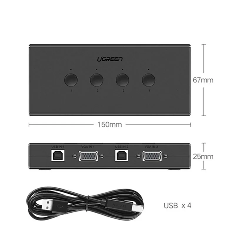 Bộ chia VGA 4 ra 1 có KVM Ugreen 50280