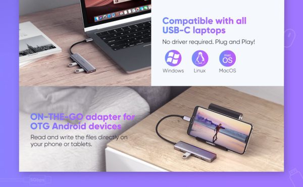 Bộ chia Type C 4 cổng USB 3.0 Ugreen 70336