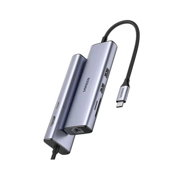 Hub USB Type-C Ugreen 90568 7 in 1 (2*USB 3.0+HDMI+Lan RJ45+ Sd/TF+sạc PD 100W)