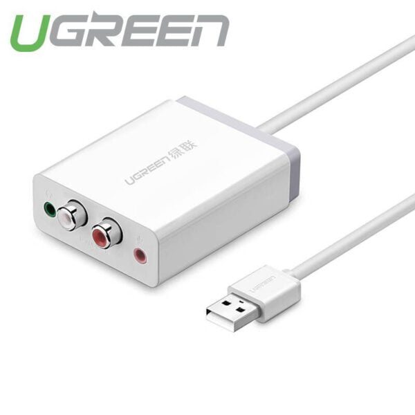 Hub USB 2.0 Ugreen 30521 4 in 1 (2 jack 3.5mm cho tai nghe và microphone, 2 jack RCA)