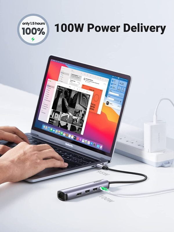 Bộ chuyển đổi USB-C sang 2*USB 3.0+HDMI+RJ45 Ugreen ( 10919)