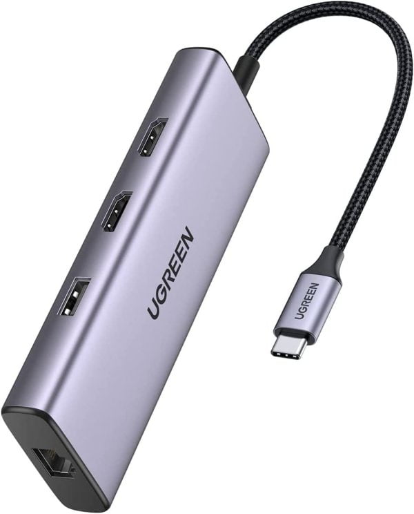 Bộ chuyển Type C to HDMI * 2  + USB + LAN Gigabit + PD 60W + SD/ TF Ugreen 90119