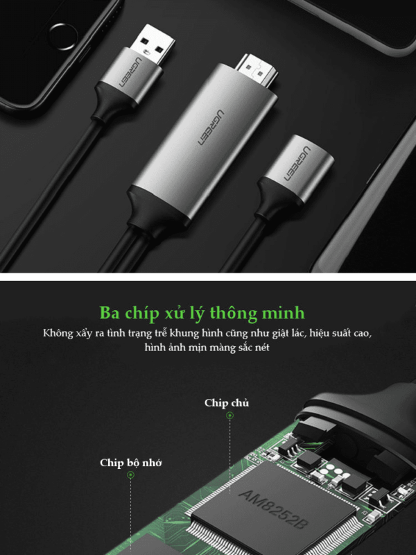 Dây cáp USB 2.0 âm sang HDMI Ugreen 50291 1.5m (nguồn hỗ trợ USB 5V)