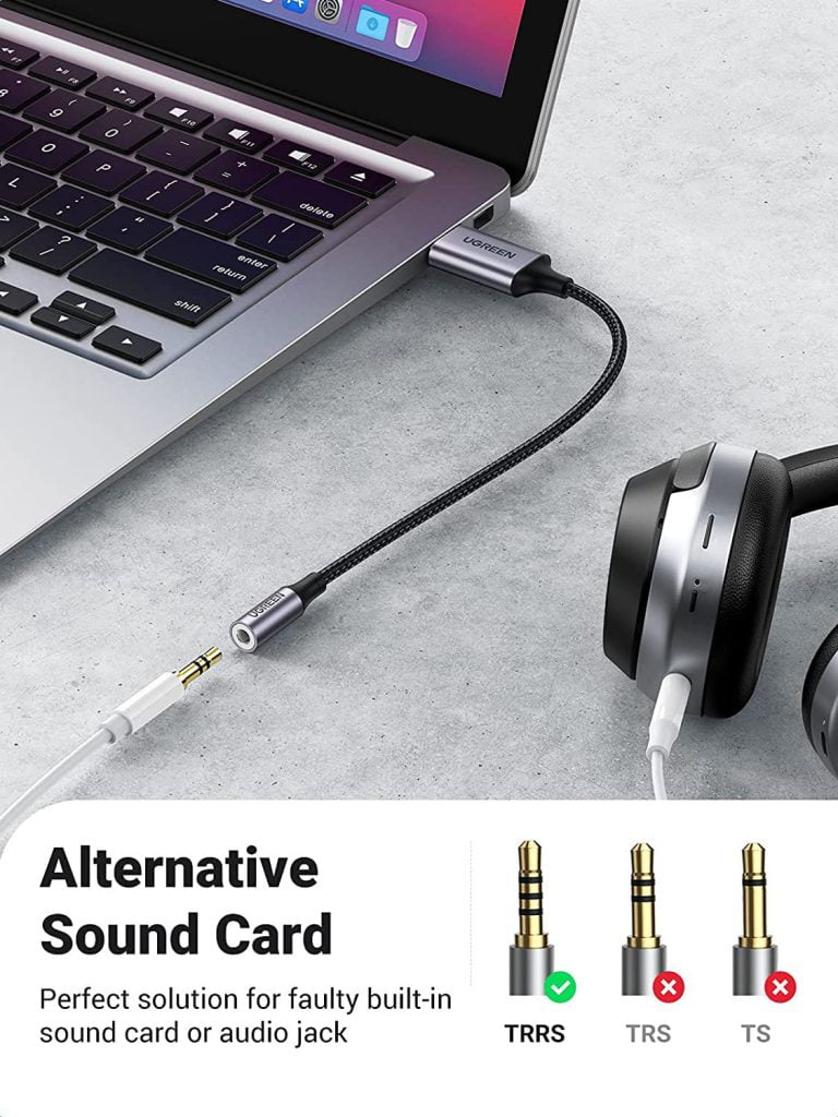 Dây cáp USB 2.0 sang jack audio 3.5mm Ugreen 30757 bọc nylon