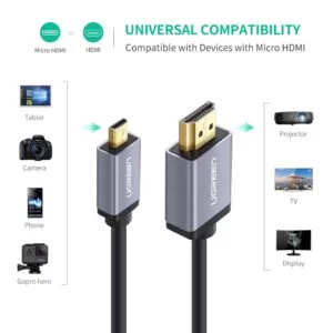 Dây cáp Micro HDMI sang HDMI 2.0 2 chiều Ugreen HD109