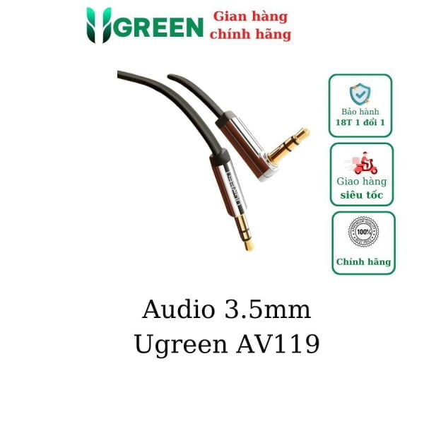 Cáp âm thanh 3.5mm dài 1m góc 90 Ugreen 10597