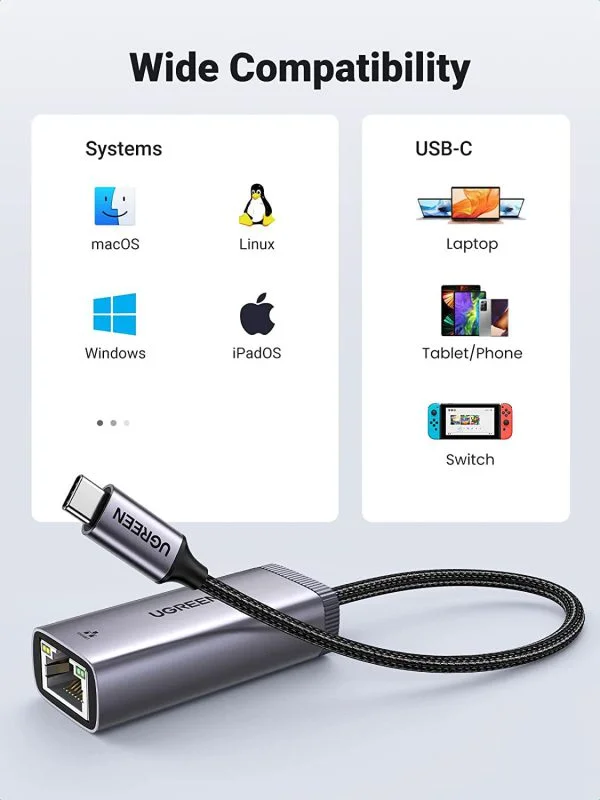 Cáp chuyển USB Type C sang LAN 1Gbps Ugreen 40322
