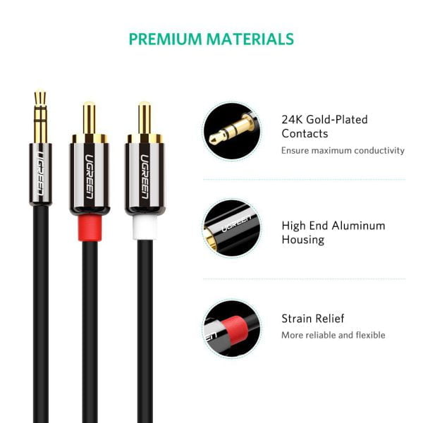 Cáp âm thanh 1 ra 2 RCA 1M Ugreen 10749