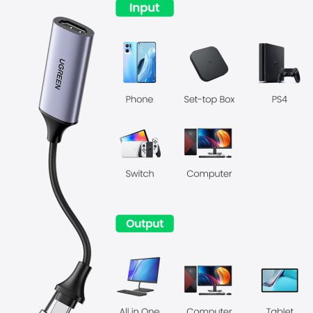 Thiết bị ghi hình HDMI to USB 2.0 / Type-C Ugreen 40189