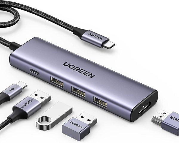 Bộ chuyển Type C To HDMI + 3*USB 3.0 + PD Power 4K@30Hz  Ugreen 15596