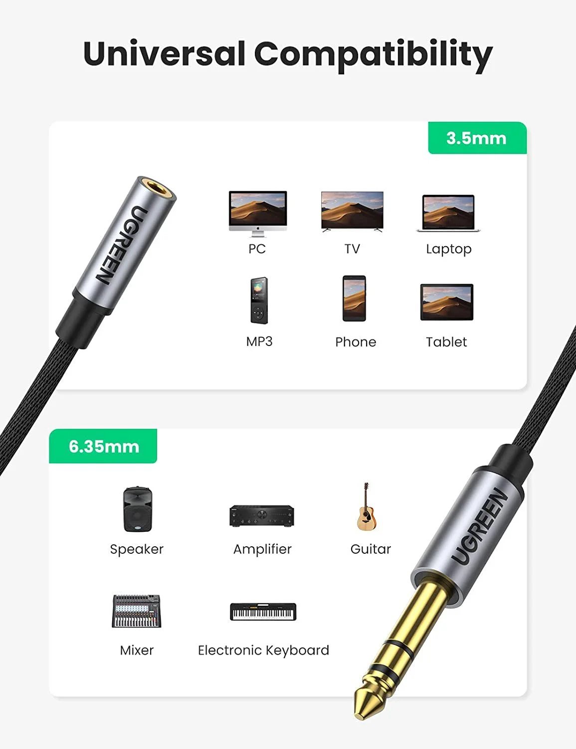 Dây chuyển 6.5mm sang 3.5mm Ugreen 20498