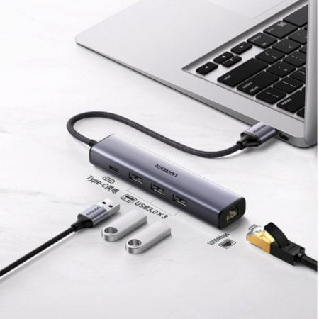 Bộ chia USB 3.0 ra 3 cổng USB 3.0 + Lan 1000Mbps Ugreen 20915