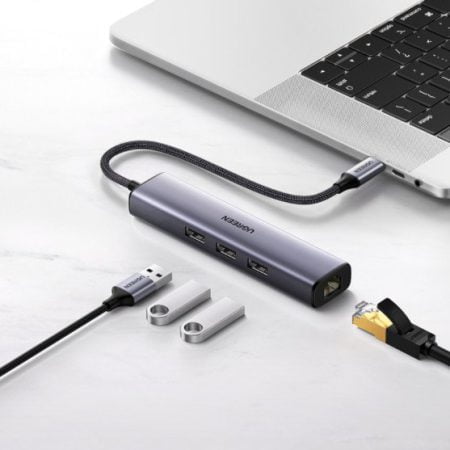 Bộ chia Type C 4 cổng USB 3.0 + Lan RJ45 Ugreen 20920