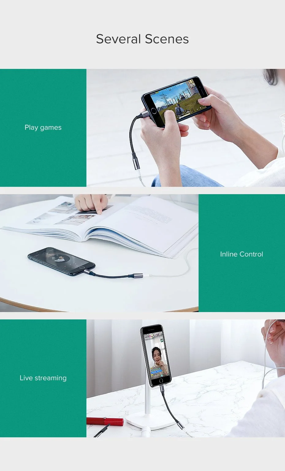 Dây chuyển Lightning sang Audio 3.5mm Ugreen 30756