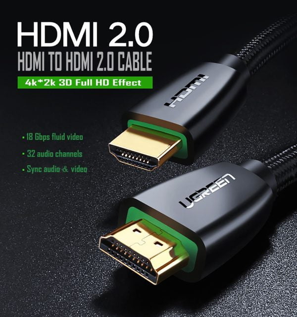 Cáp HDMI 2.0 3m hỗ trợ full HD 4Kx2K Ugreen 40411