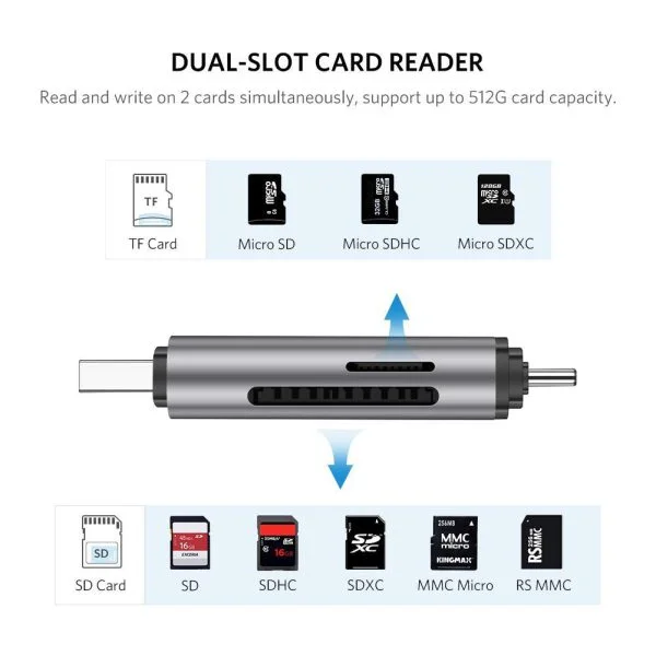 Đầu đọc thẻ nhớ SD/TF chuẩn Type C và USB 3.0 Ugreen 50706