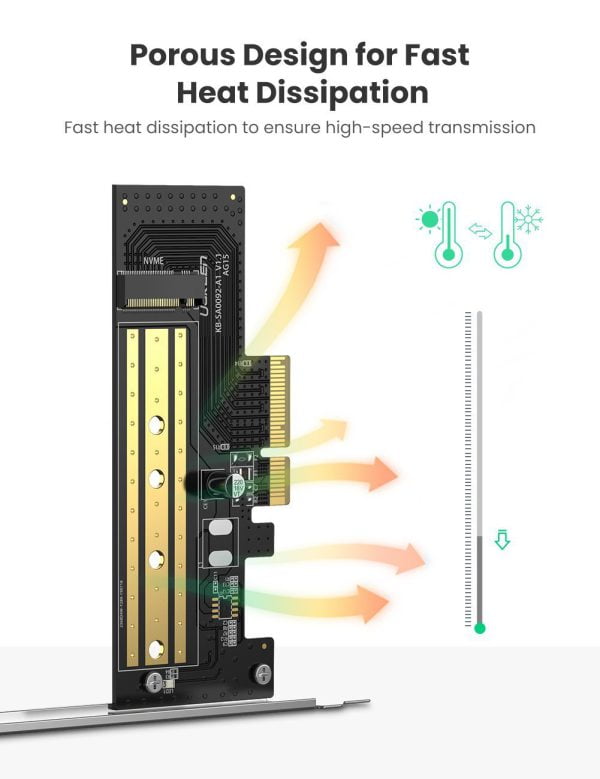 Card chuyển đổi SSD NVMe M.2 PCIe 2280 to PCI-E 3.0 4X Ugreen 70503