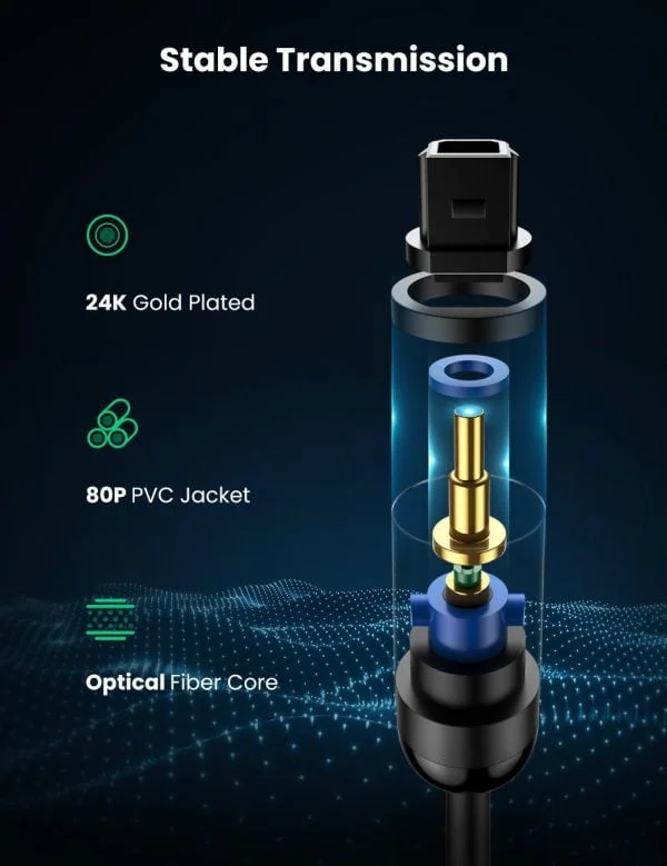 Cáp âm thanh quang dài 1m (Toslink Optical) Ugreen 70890