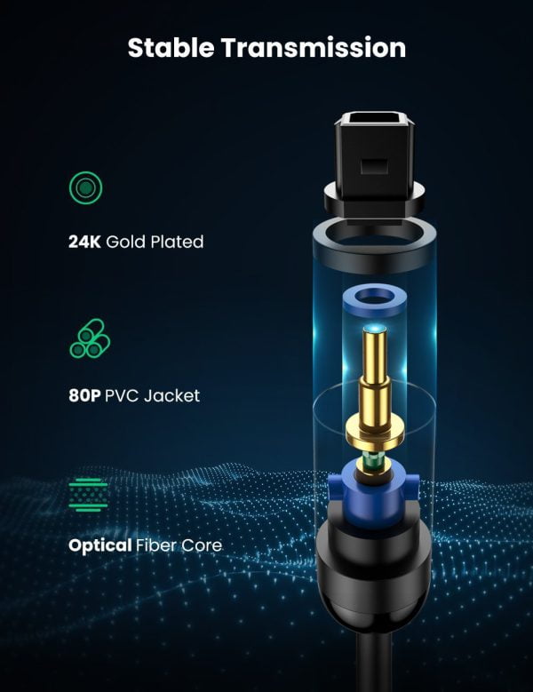 Cáp âm thanh quang dài 2m (Toslink Optical) Ugreen 70892