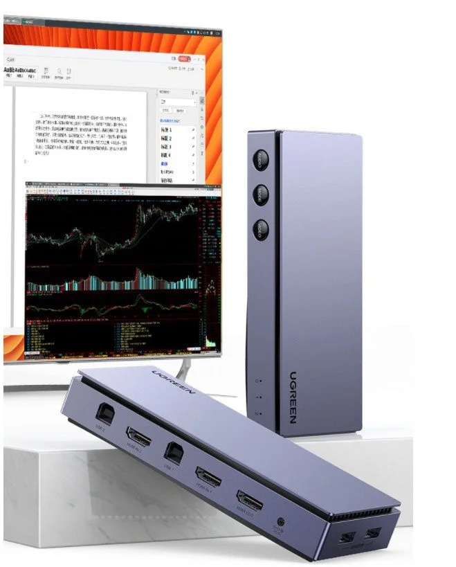 Bộ gộp HDMI 2 ra 1 có KVM với chức năng chia màn hình Ugreen 80187