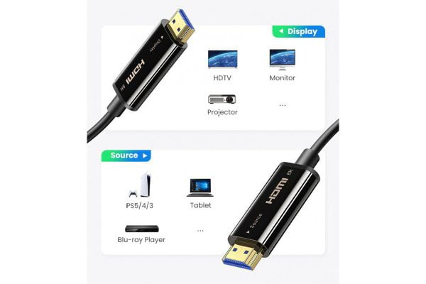 Cáp HDMI 2.1 sợi quang dài 40m hỗ trợ 8K/60Hz 4K/120Hz Ugreen 50400