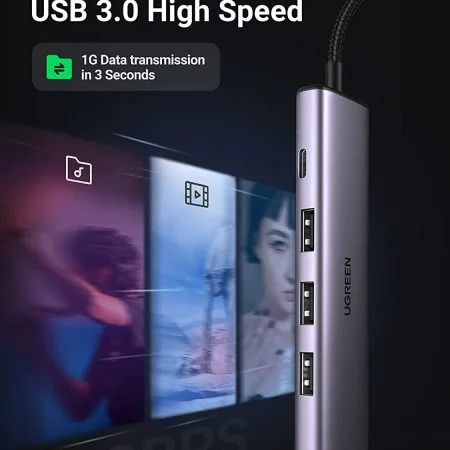Bộ chia USB 3.0 ra 4 cổng Ugreen 20805 vỏ nhôm