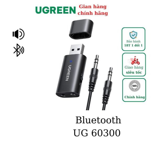 Bộ thu phát Bluetooth 5.1 2 trong 1 Bộ điều hợp Bluetooth không dây Ugreen 60300