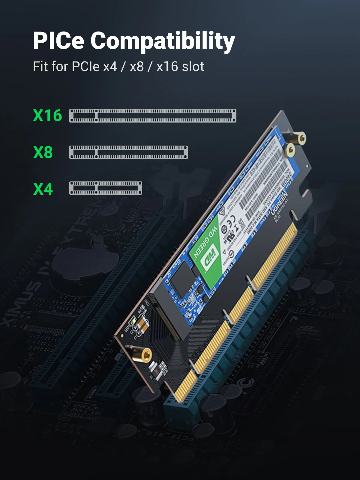 Card PCIe 4.0(16×) to M.2 NVMe Expansion Card Ugreen 30715