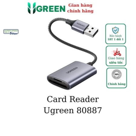 Đầu đọc thẻ SD/TF chuẩn USB 3.0 Ugreen 80887