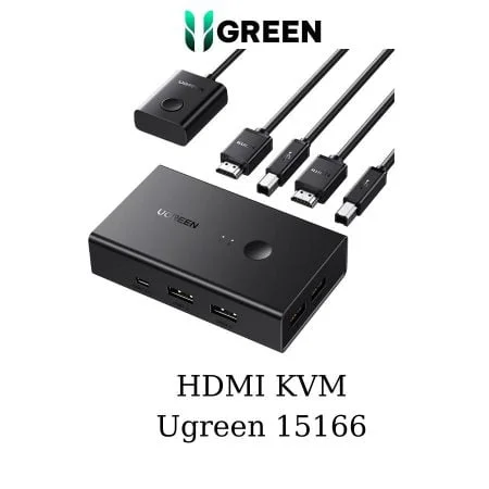 Bộ gộp HDMI 2 ra 1 có KVM hỗ trợ 4k@60Hz Ugreen 15166