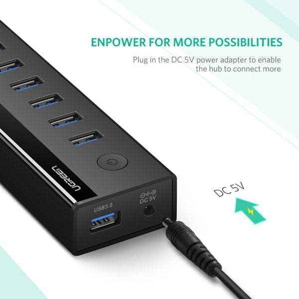 Bộ chia Hub USB 3.0 7 cổng nguồn 5V2A Ugreen 40522