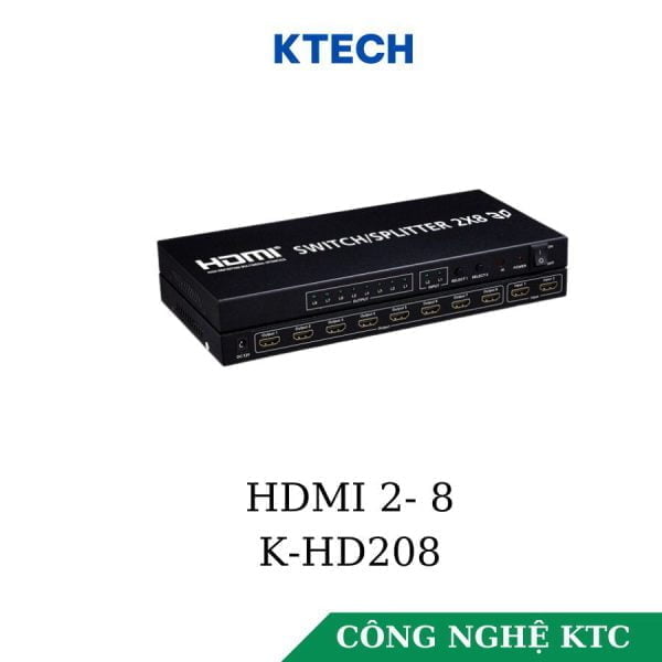 Bộ chia HDMI 2 ra 8 hỗ trợ 4K KTECH