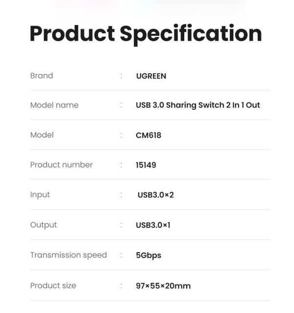 Bộ gộp USB 3.0 2  ra 1 Ugreen 15149