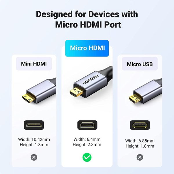 Cáp chuyển Micro HDMI sang HDMI dài 1m hỗ trợ 4K Ugreen 10550