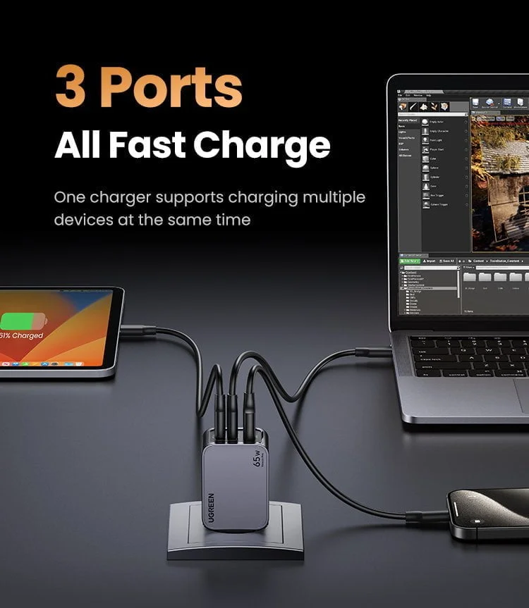 Củ sạc Nexode GaN Pro 65W Nexode 3 cổng Ugreen 25870