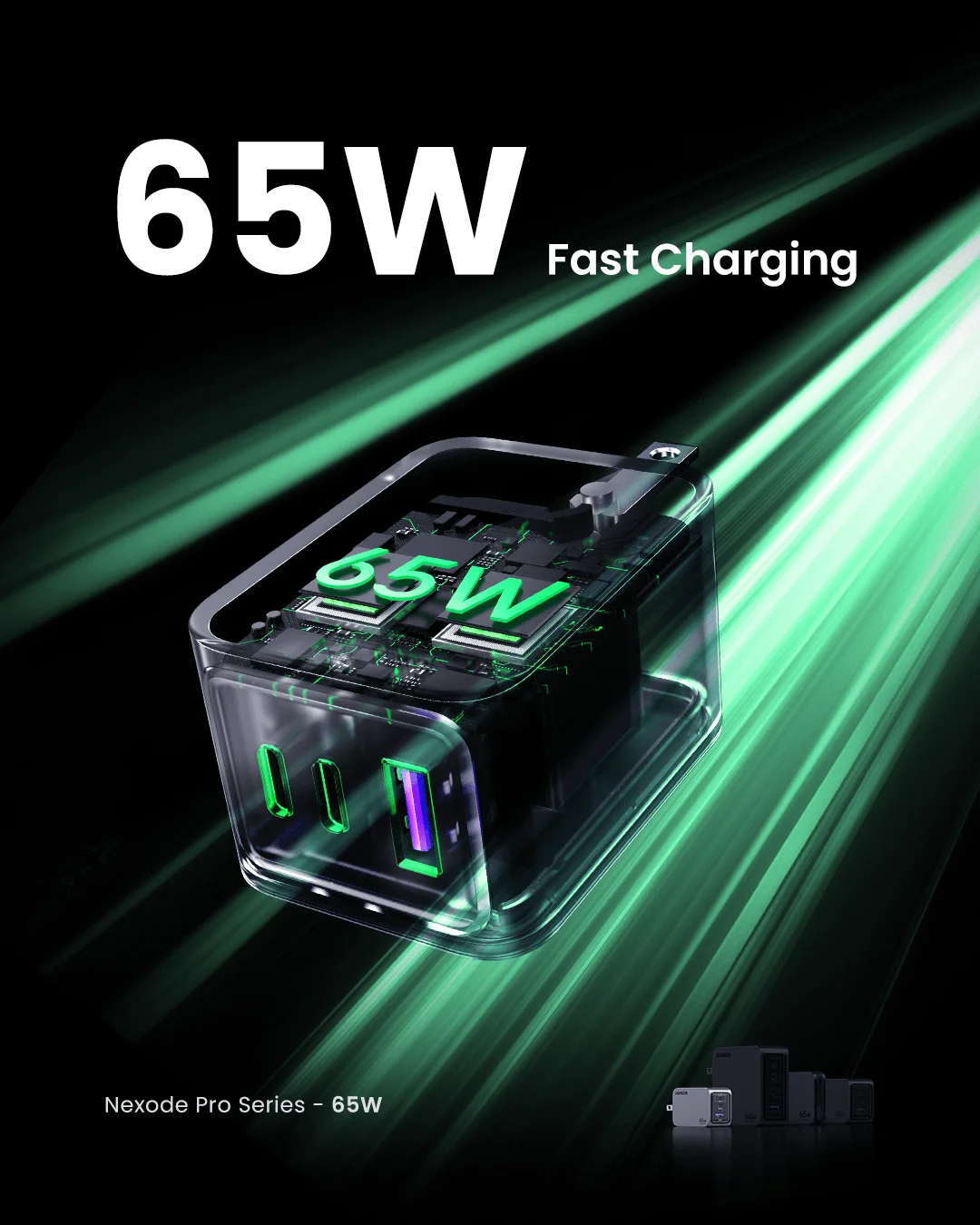 Củ sạc Nexode GaN Pro 65W Nexode 3 cổng Ugreen 25870