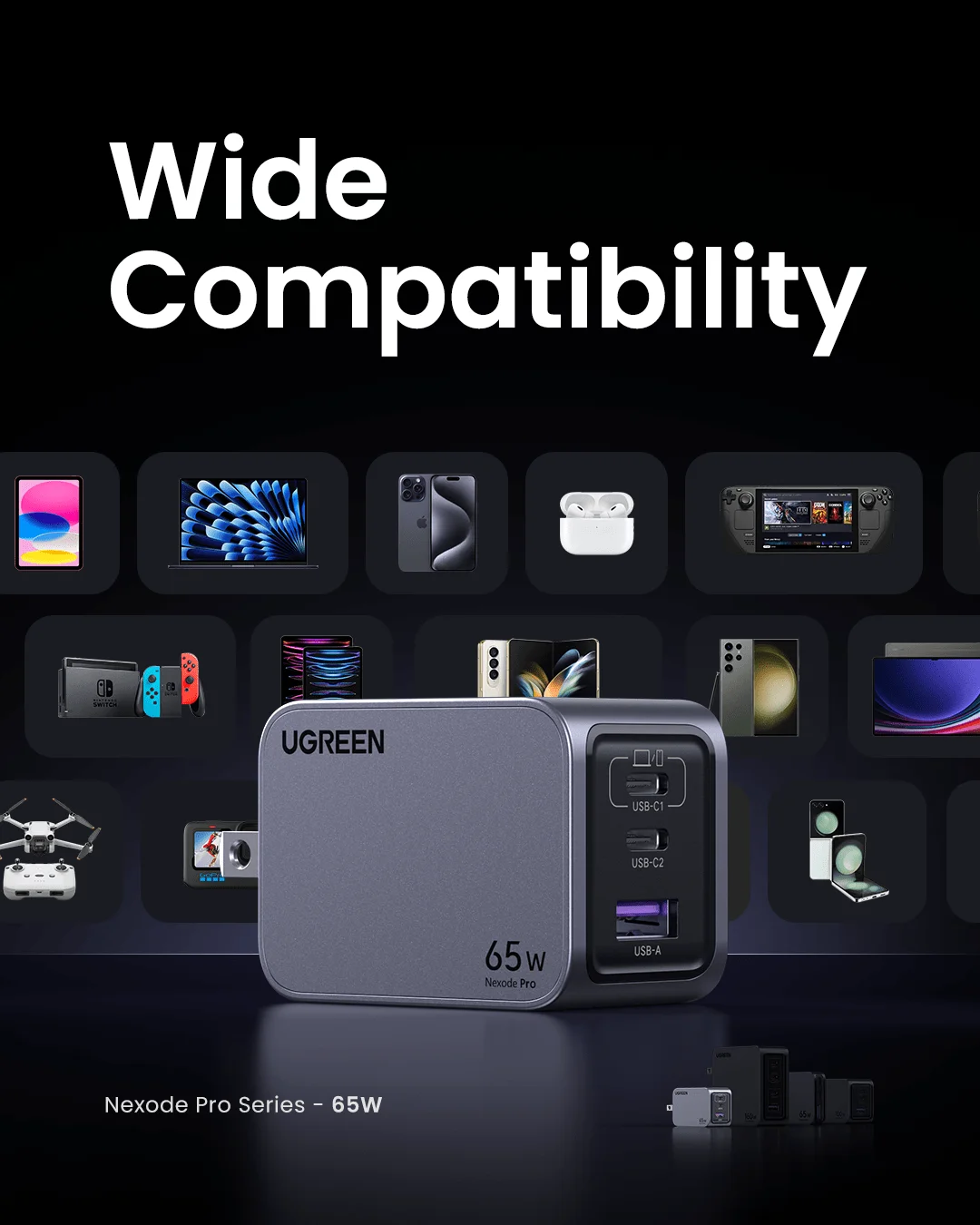 Củ sạc Nexode GaN Pro 65W Nexode 3 cổng Ugreen 25870