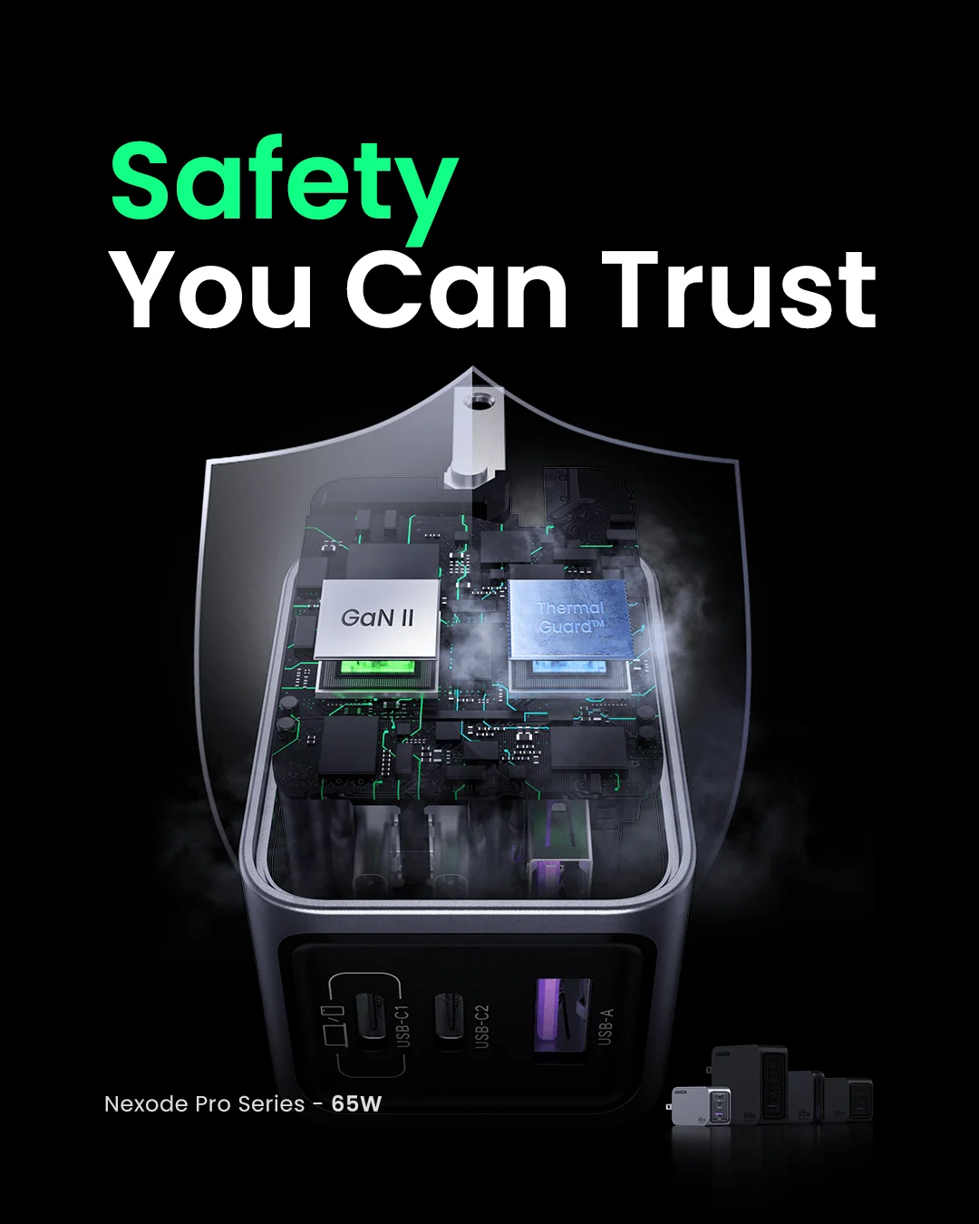 Củ sạc Nexode GaN Pro 65W Nexode 3 cổng Ugreen 25870