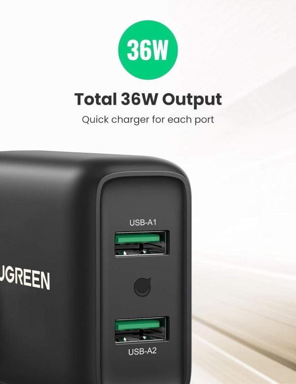 Củ sạc nhanh 36W 2 cổng USB  3.0 18W Ugreen 10216