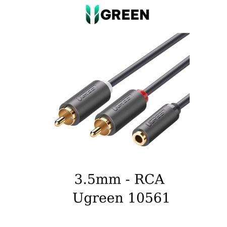 Cáp âm thanh 3.5mm  2 RCA Male 20cm Ugreen 10561