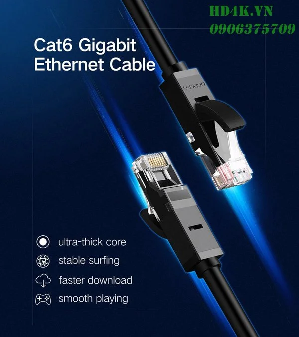 Cáp mạng CAT6 15m (màu đen) cao cấp Ugreen 20165