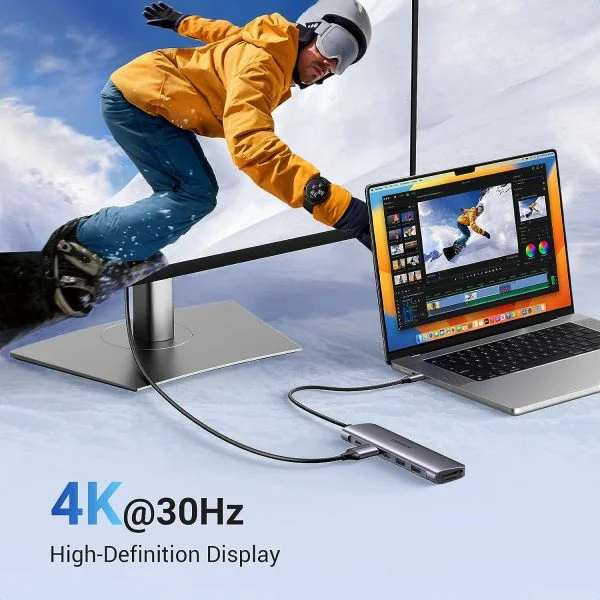 Bỗ chuyển Type C to HDMI 4k@30Hz + 2 x USB 3.0 + USB-C + SD&TF + PD Ugreen 15214