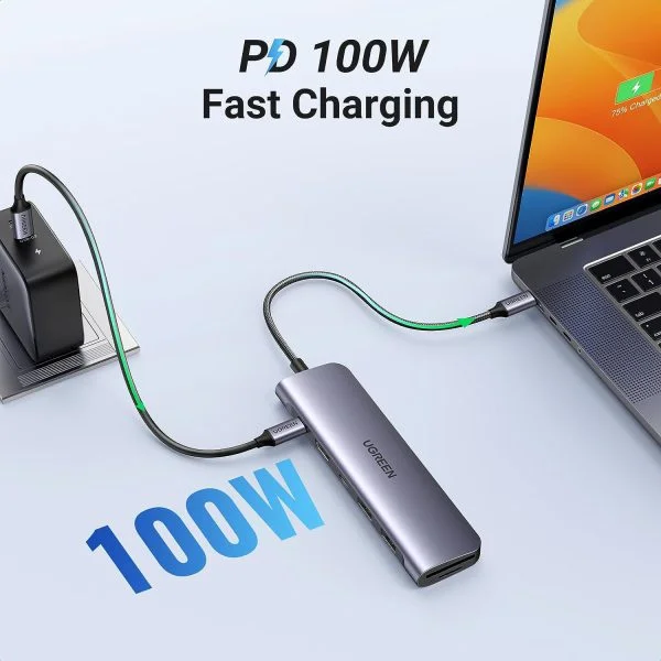 Bỗ chuyển Type C to HDMI 4k@30Hz + 2 x USB 3.0 + USB-C + SD&TF + PD Ugreen 15214