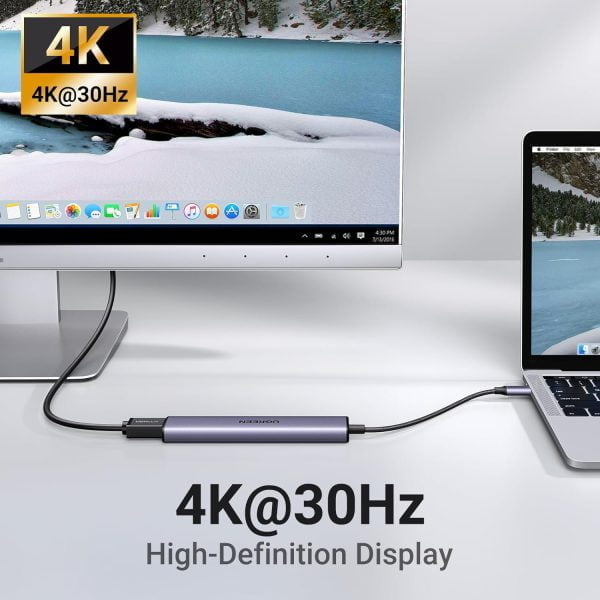 Bộ chuyển Type C to 2 x USB-A 2.0 + 1x USB-A 3.0 + HDMI + PD  4K@30Hz Ugreen 15495