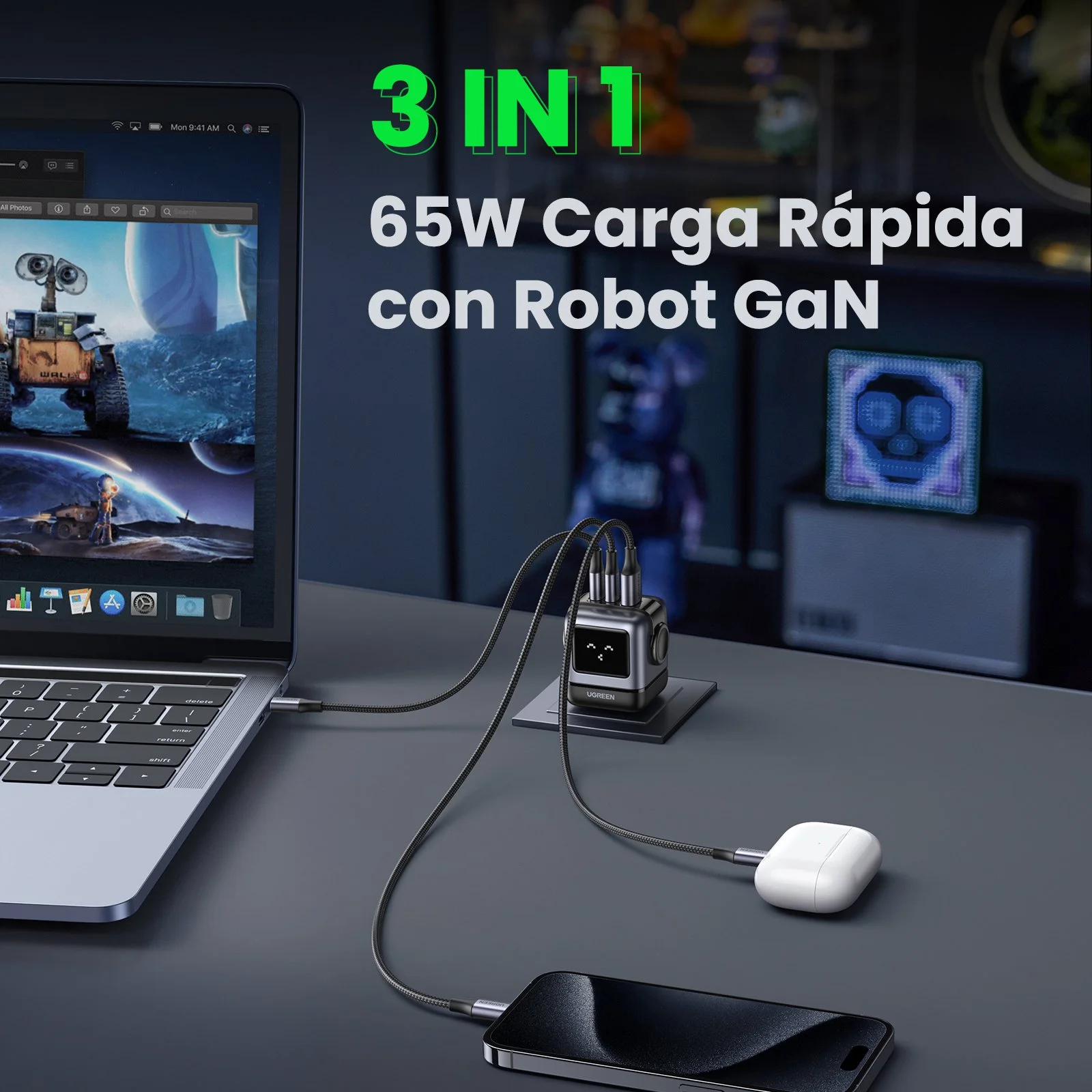 Củ sạc nhanh Robot GaN Nexode RG 65W Ugreen 15570