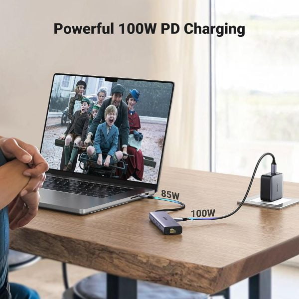 Bộ chuyển Type C sang HDMI 4K@30Hz + USB 3.0 + Lan 1Gbps + Sạc PD 100W Ugreen 15598