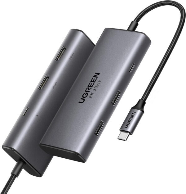 Thiết bị chuyển đổi Type C to 2*USB 3.0 + USB-C + 2*HDMI + PD 100W Ugreen 15852