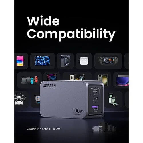 Củ sạc  Nexode GaN Pro 100W 2 cổng USB-C và 1 USB Nexode Ugreen 25873