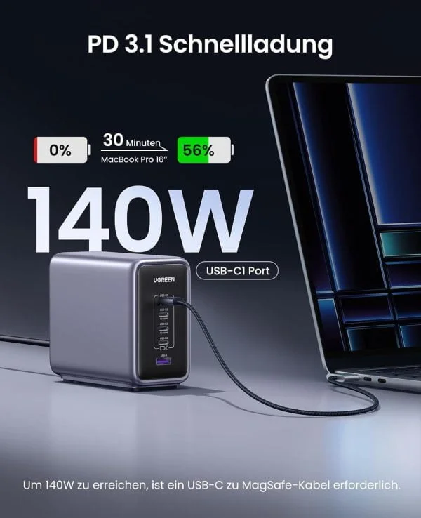 Củ sac Nexcode GaN 300W Desktop Charger EU 4C1A Ugreen 90903B